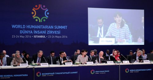 A panel of several men and women representing numerous countries during the World Humanitarian Summit