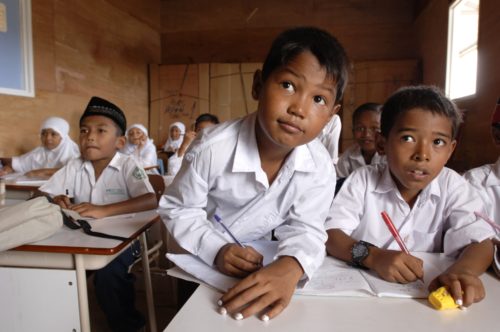 young boys learning in a classroom