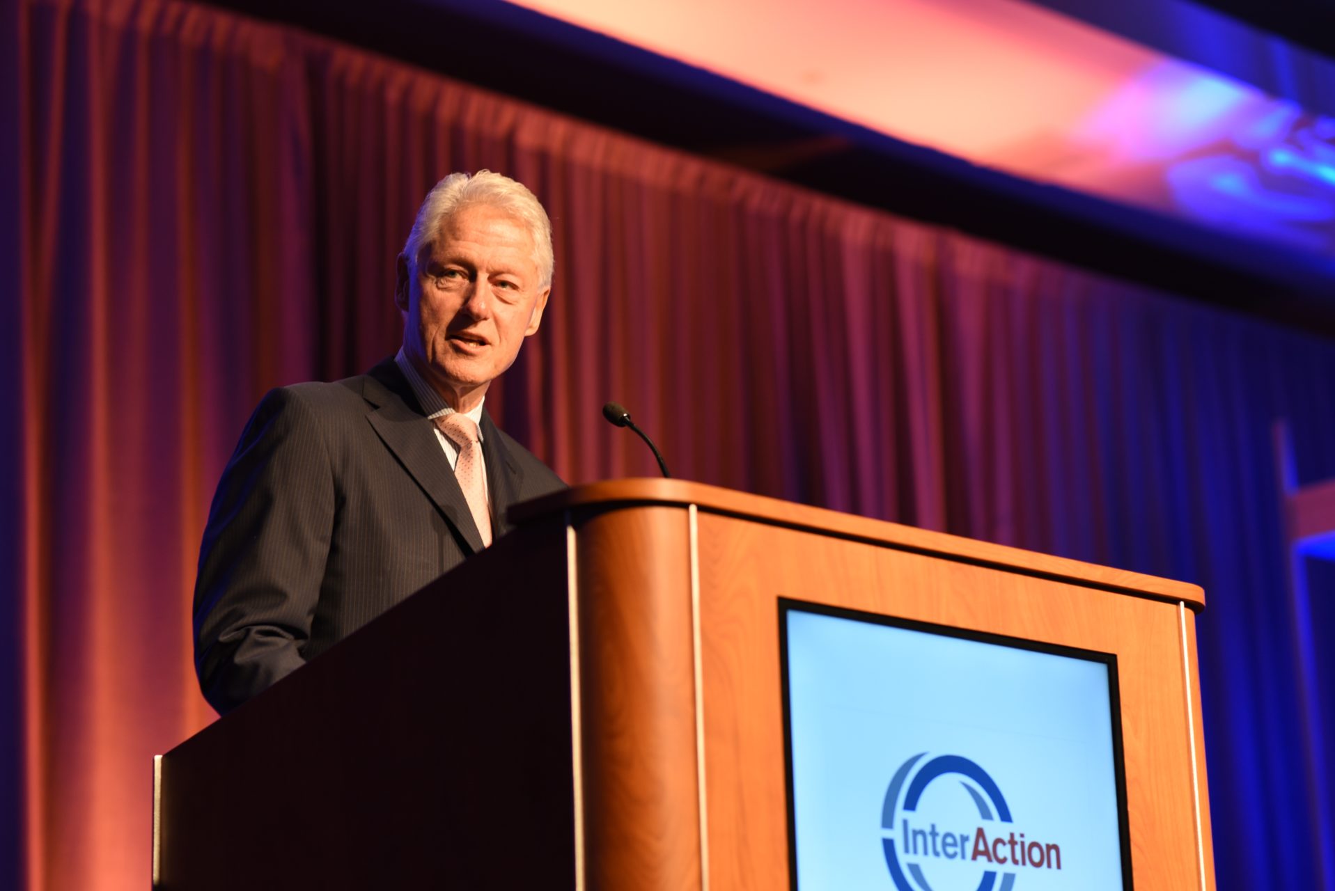President Clinton at a podium.