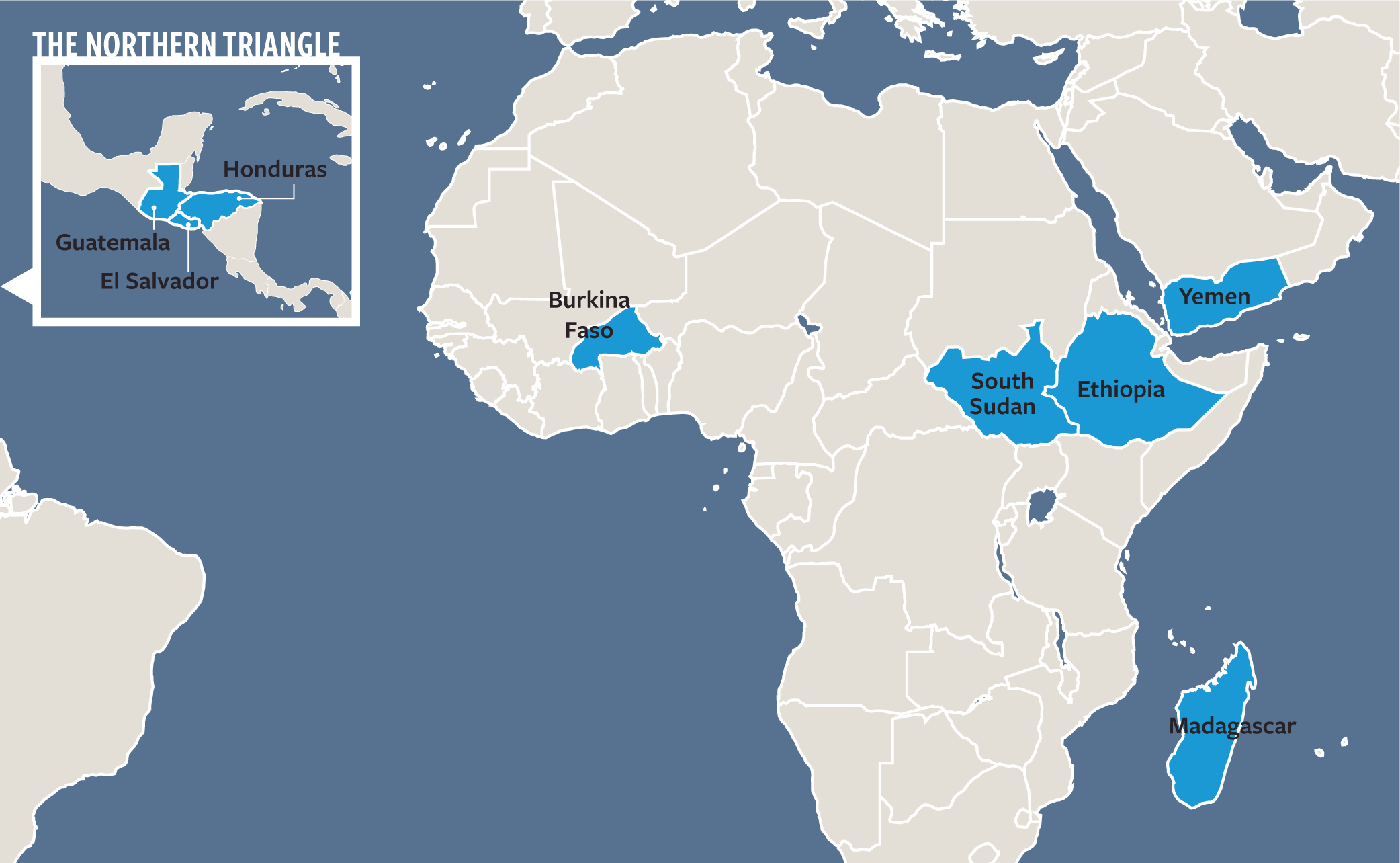 Map of countries mentioned in this spot report