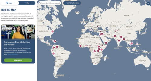 Screenshot of the explore page of NGO Aid Map